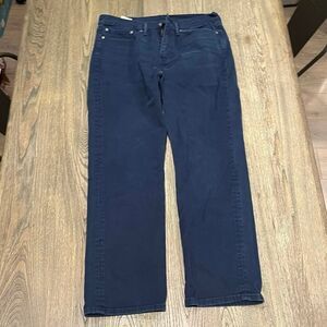 Levi Strauss & Co Mens Straight Jeans Mid-Rise Denim Dark Wash Blue Size 34x32
